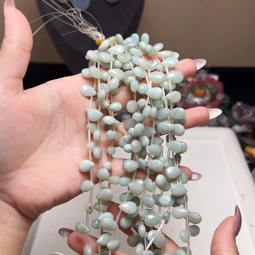 玛瑙/玉髓合金珠宝半成品d158 天河石水滴拍一发一袋