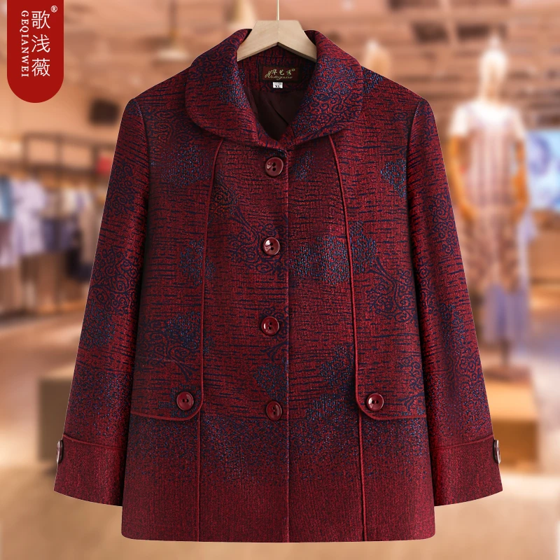 中老年人春装女外套奶奶装翻领西装上衣妈妈高档洋气老人穿搭衣服