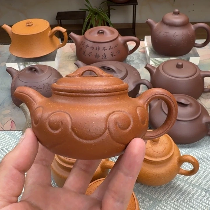 茶壶紫砂微瑕 仿古如意 红降坡 175cc