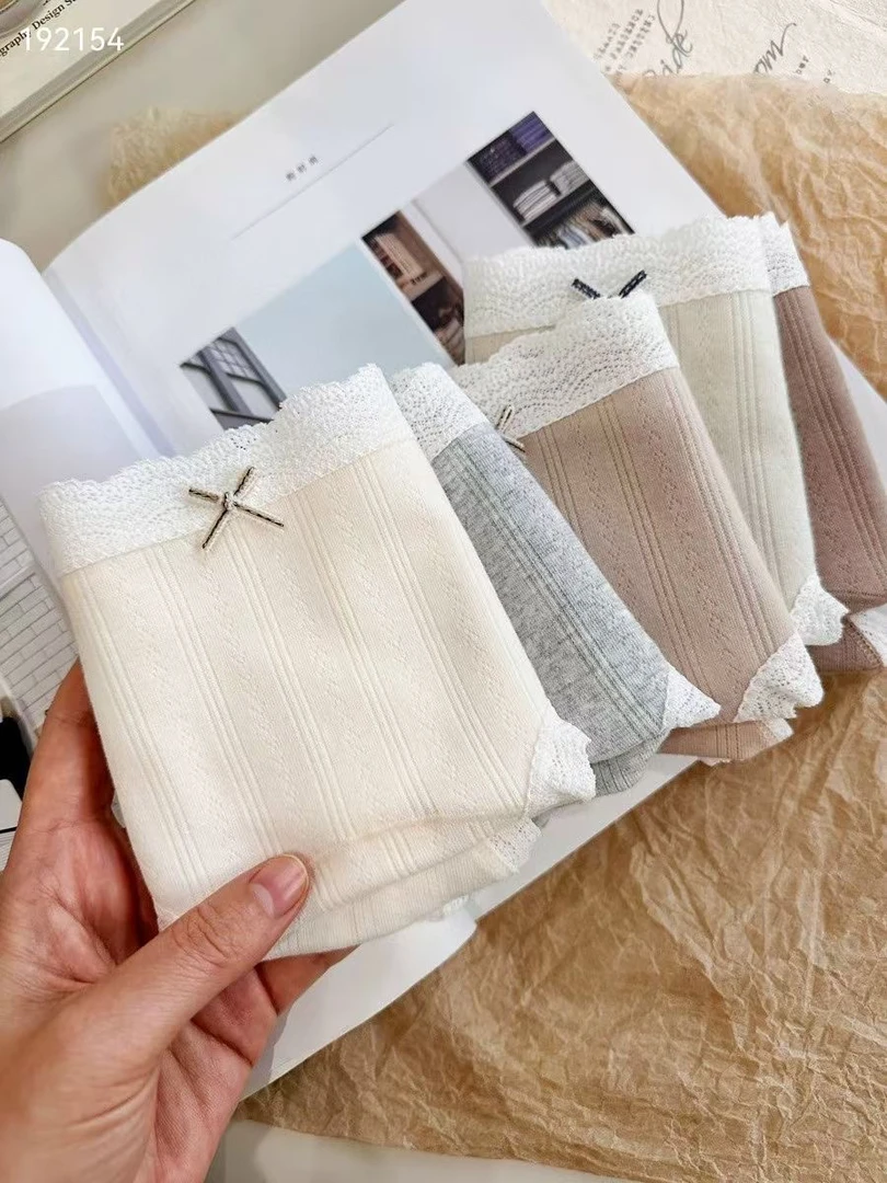 元気品棉质（4条装）镂空中腰少女内裤10A抑菌