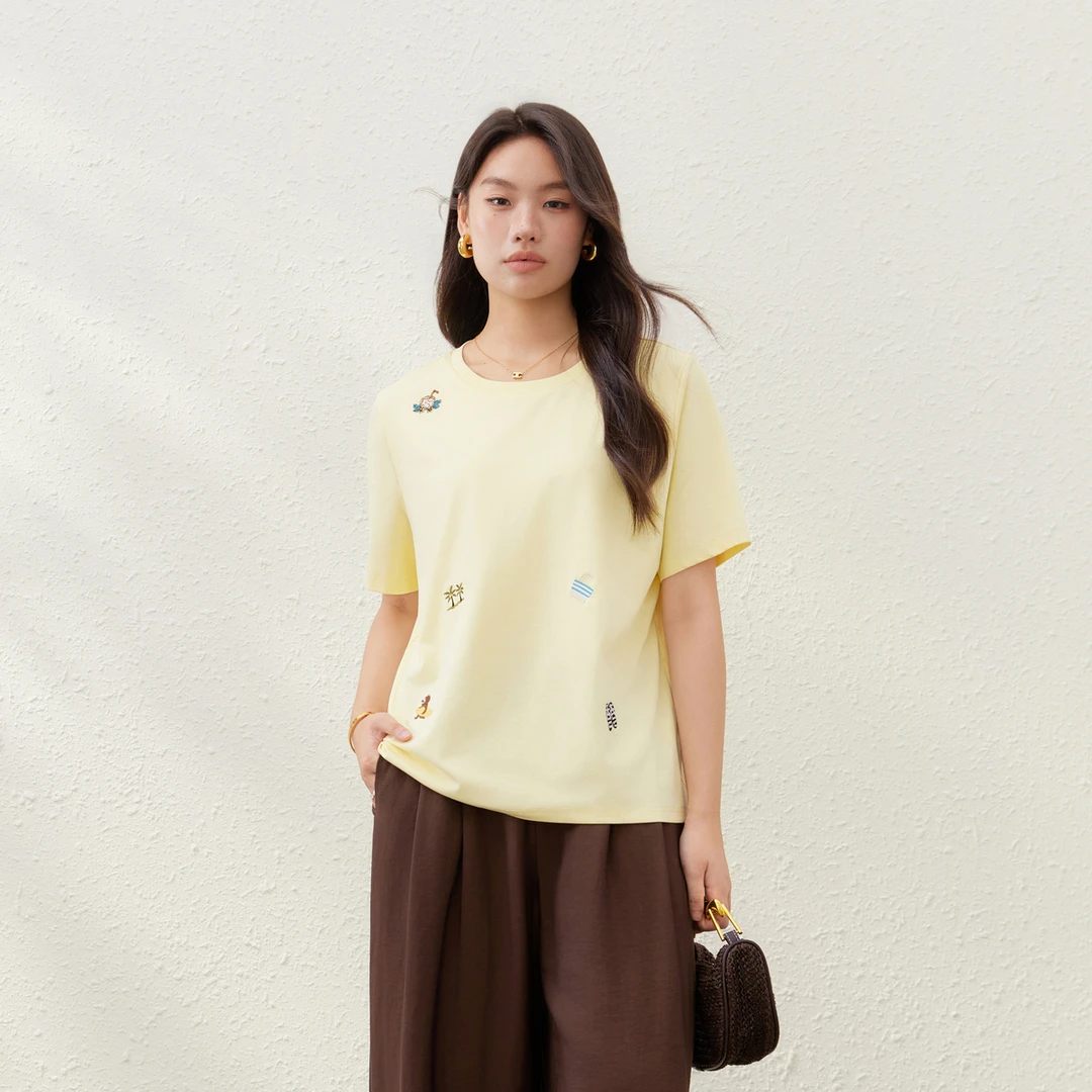 【减龄俏皮短袖T恤】纤莉秀E大码女装时髦洋气气质百搭显瘦QK1862