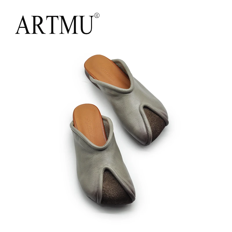 Artmu阿木原创复古包头拖鞋新款夏季外穿高级感真皮半拖鞋2368-22
