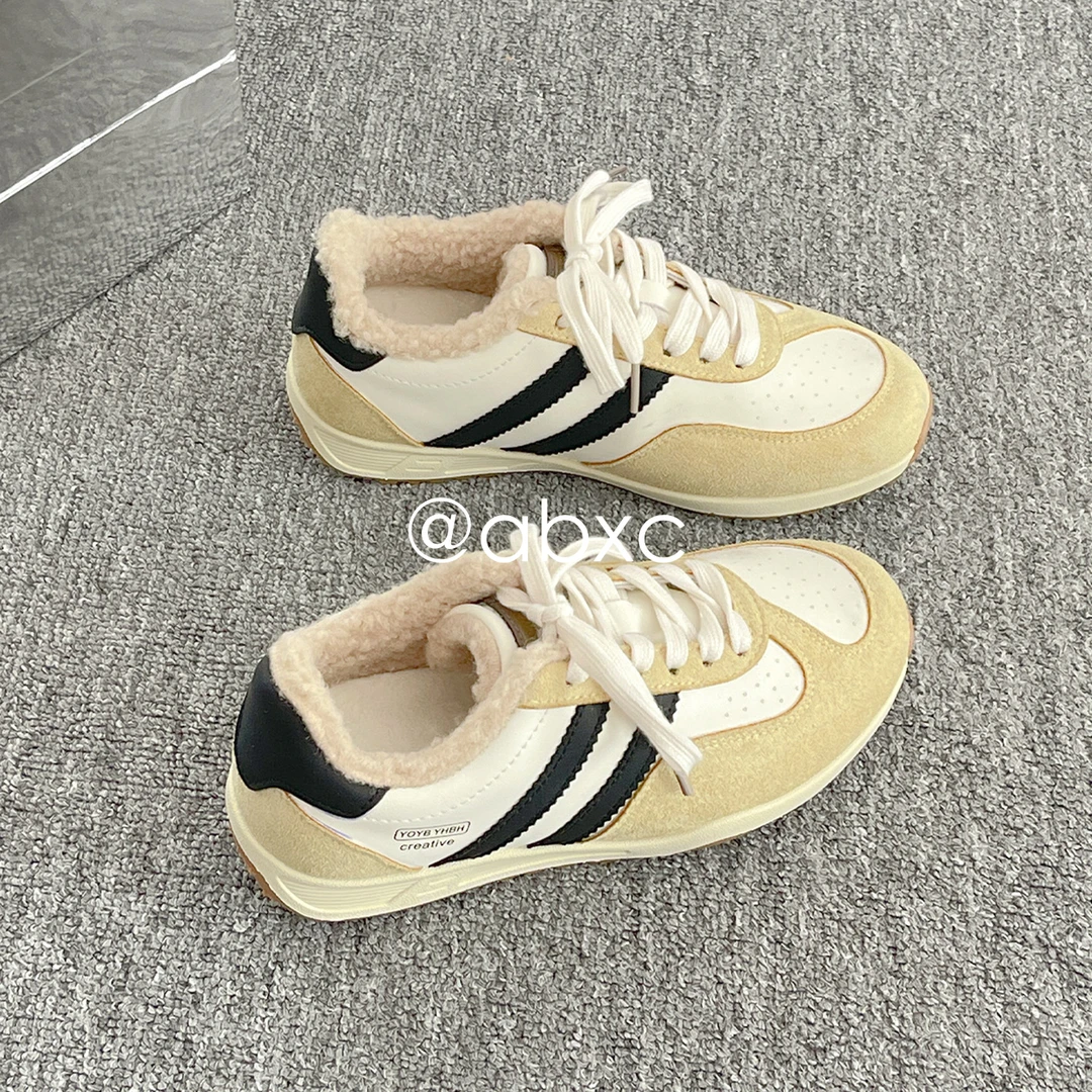 冬季韩系加绒板鞋女款新款2025爆款厚底小白鞋百搭保暖运动休闲鞋