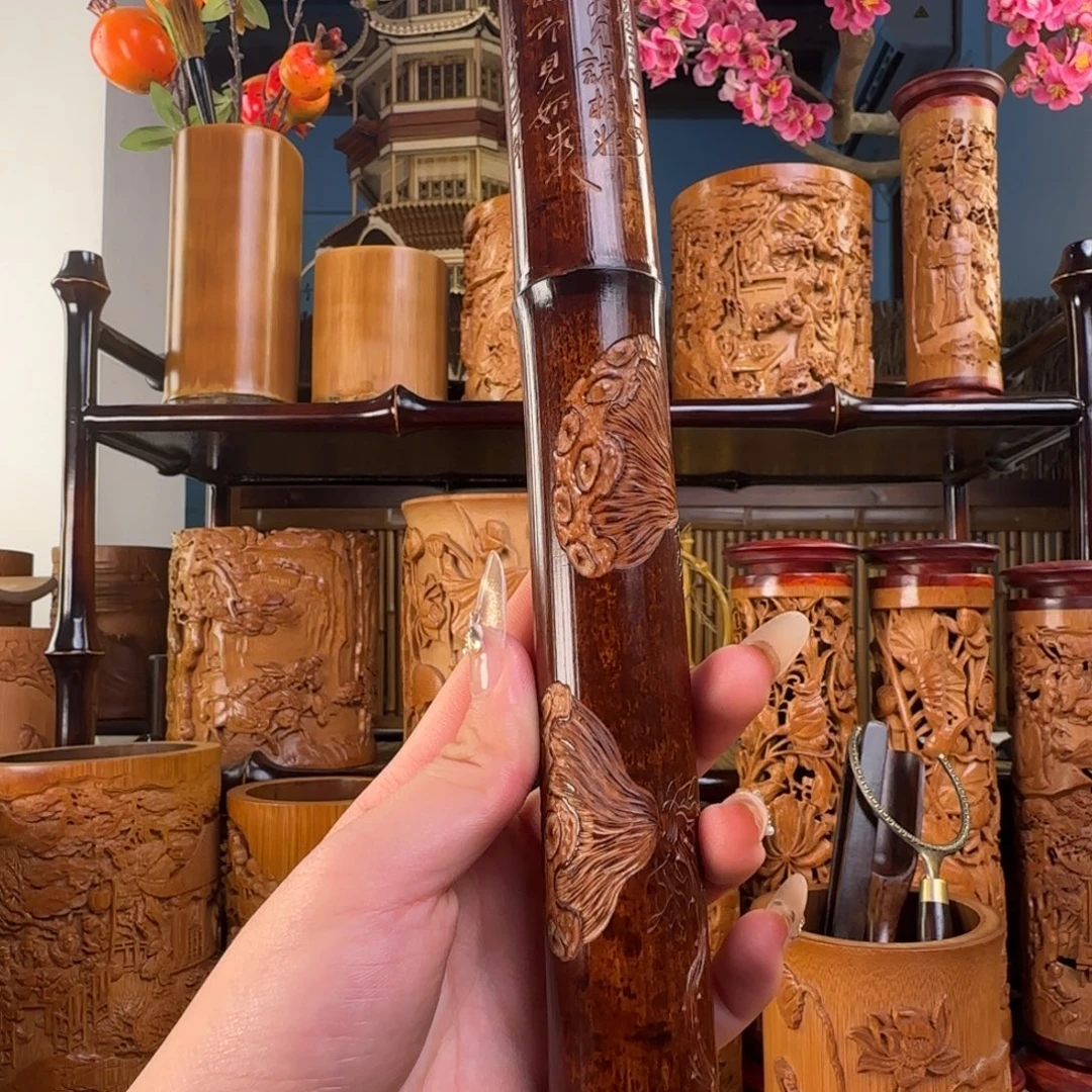 香榧木老梅竹存香筒