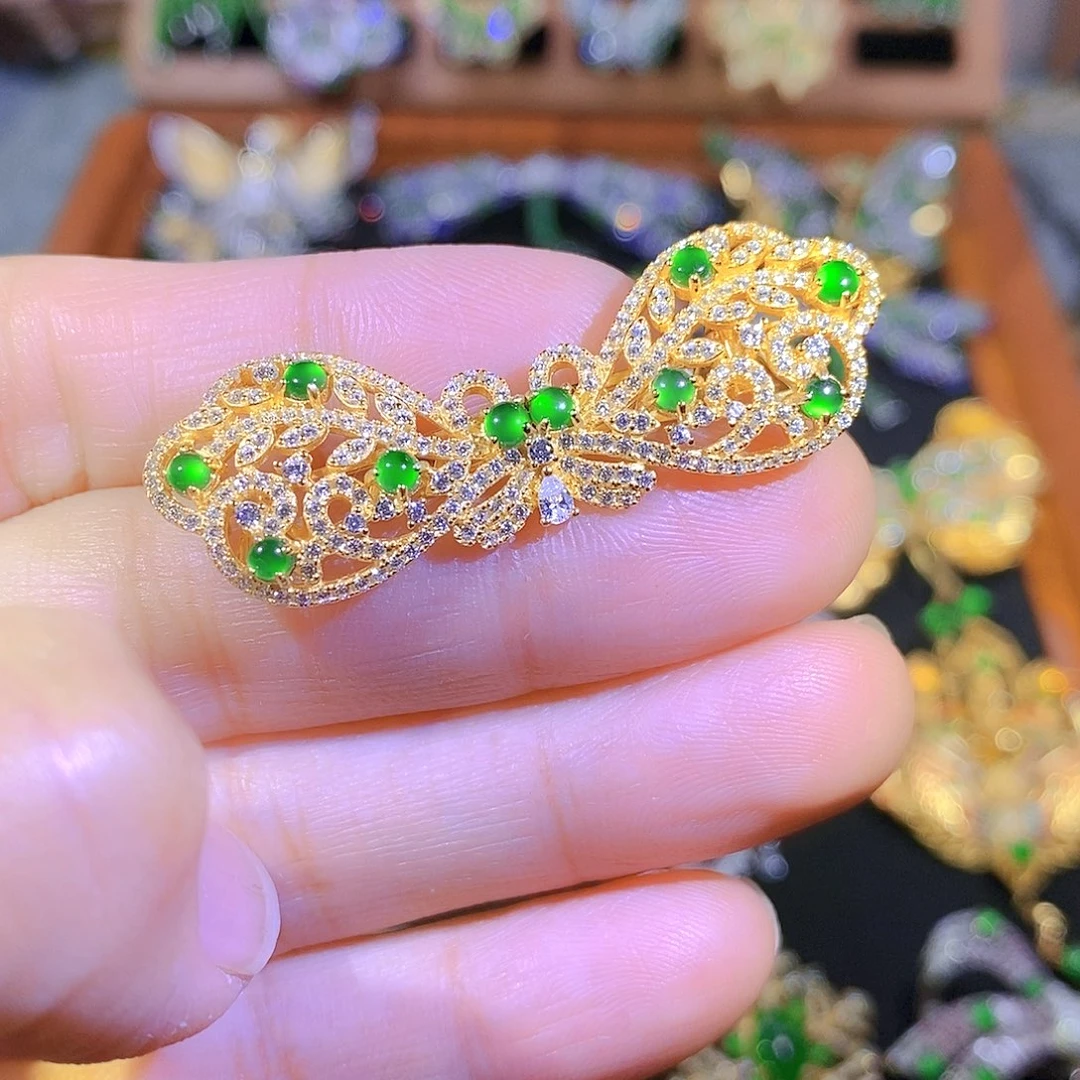 吊坠(不含链)银S925镶嵌翡翠