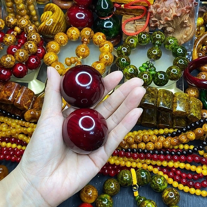 松木琥珀木文玩手串