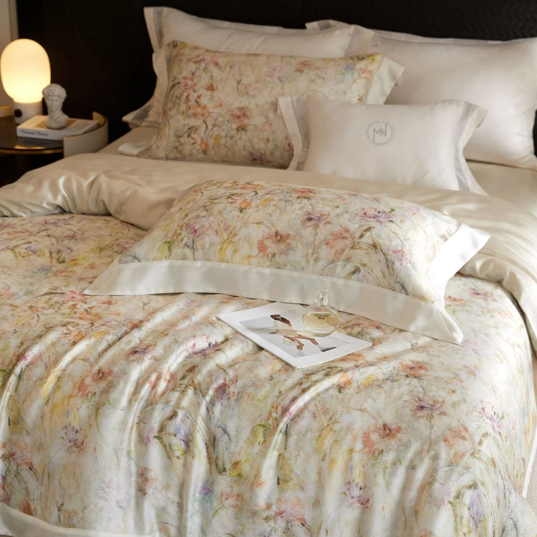 ROWHOLLY春风十里  兰精天丝四件套亲肤裸感被套夏季可机洗被罩