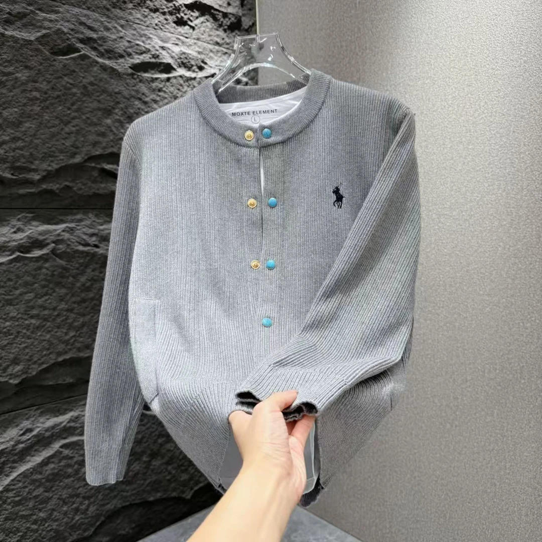 秋季男士新款纯色简约大气针织毛衣外套3610