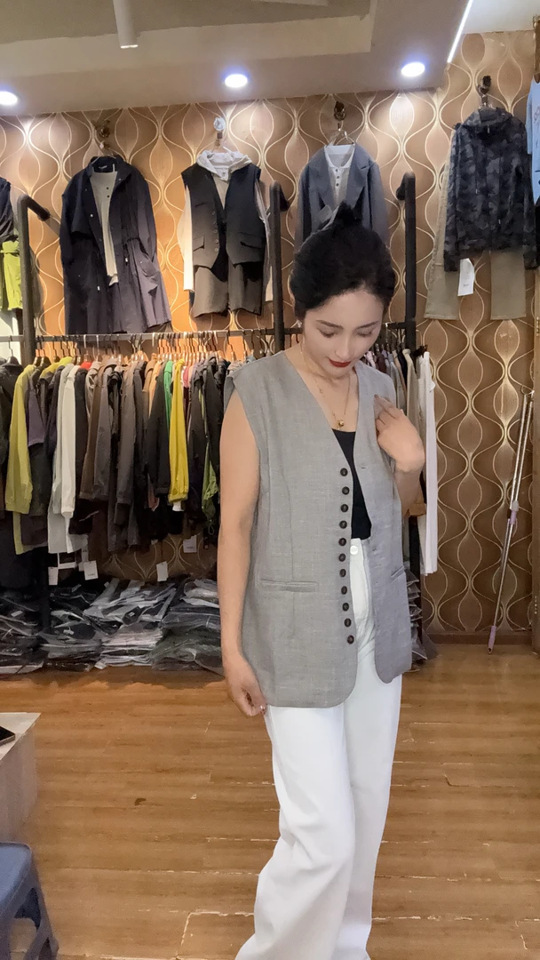 韩尤简同款百搭休闲棉麻马甲149包邮