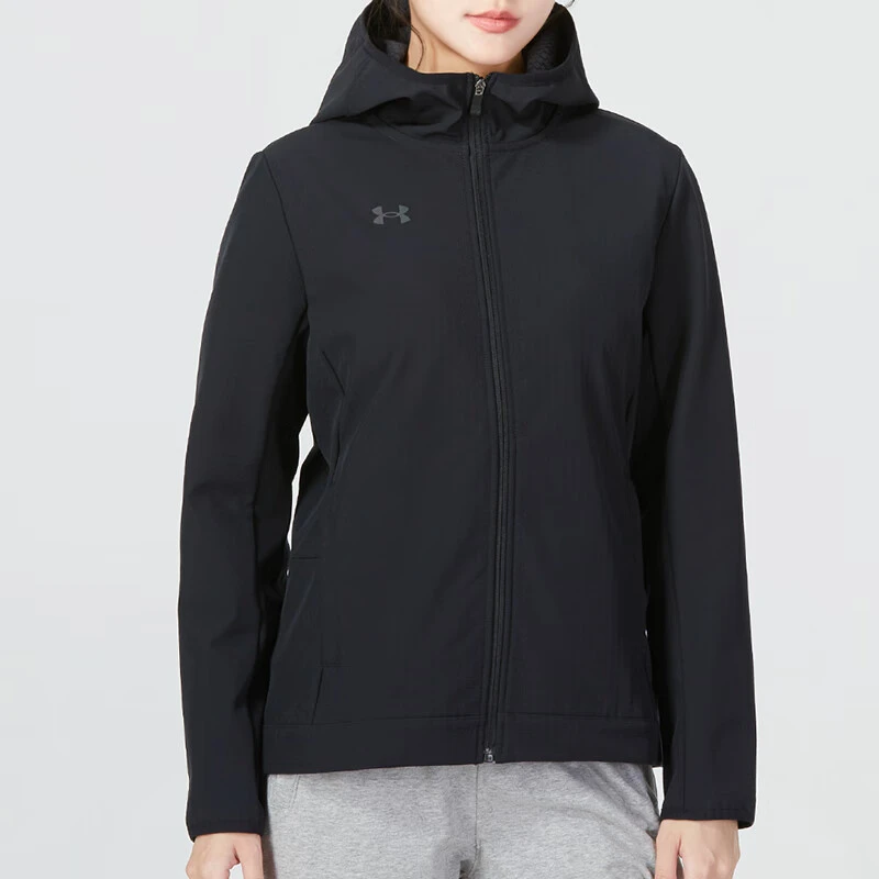 Under Armour/安德玛女外套新款梭织防风加绒保暖连帽运动夹克