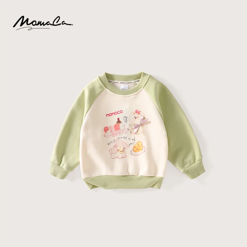 MOMOCO冬季新款女童时尚甜美印花加绒卫衣75830232019