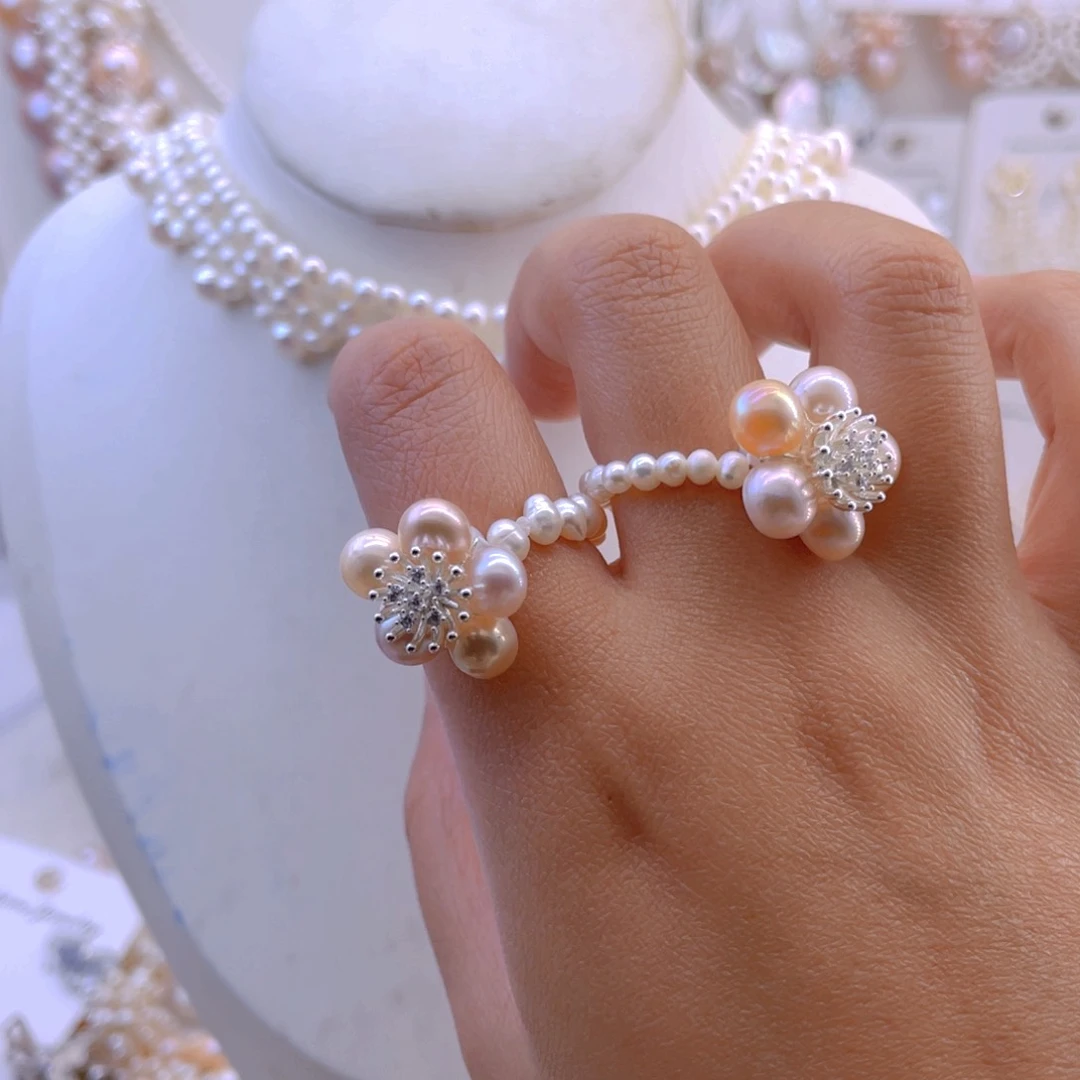 未镶嵌耳饰淡水珍珠戒指