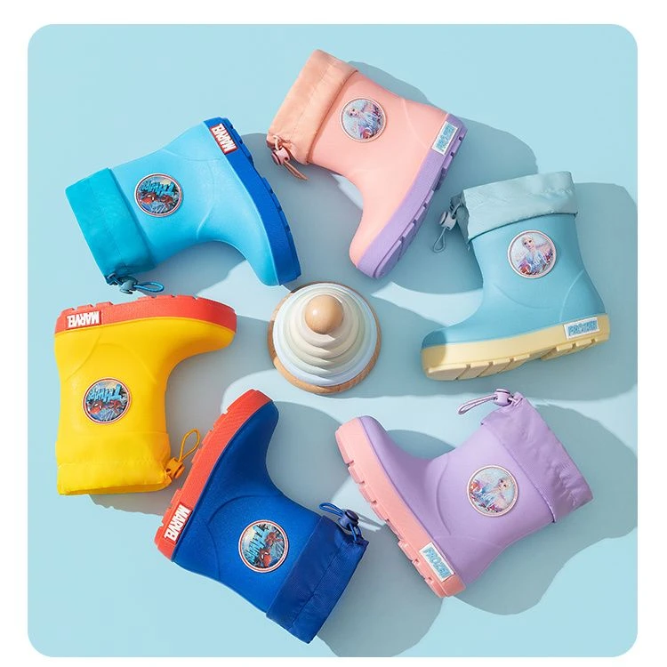 艾莎中大童防滑防水超轻耐磨蜘蛛侠男女童幼儿园儿童雨鞋时尚雨靴