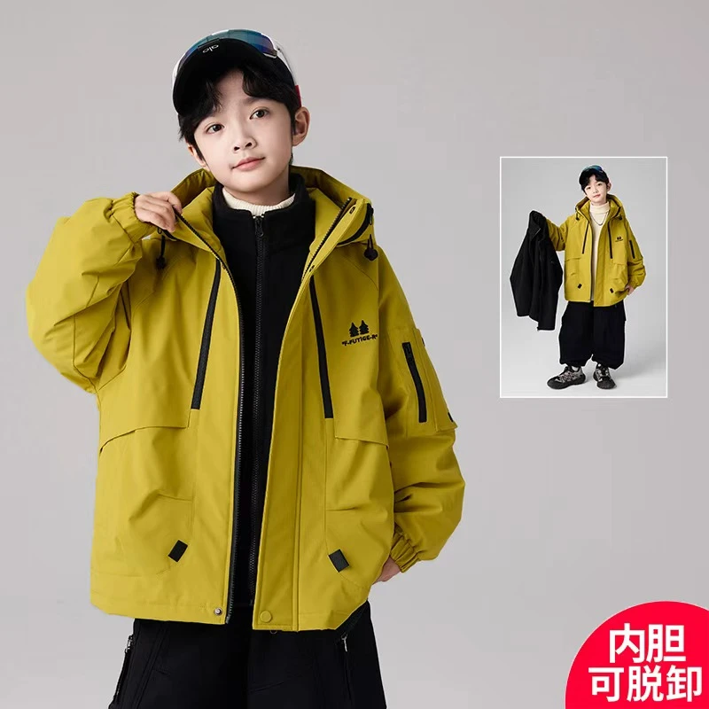 男童2025深秋款新款夹棉加厚三合一外套中大儿童潮C5023-2