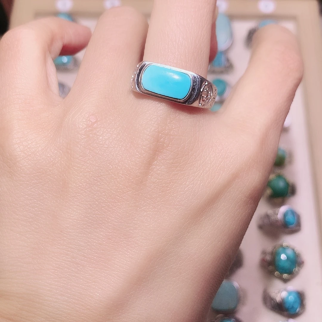 绿松石银S925镶嵌戒指