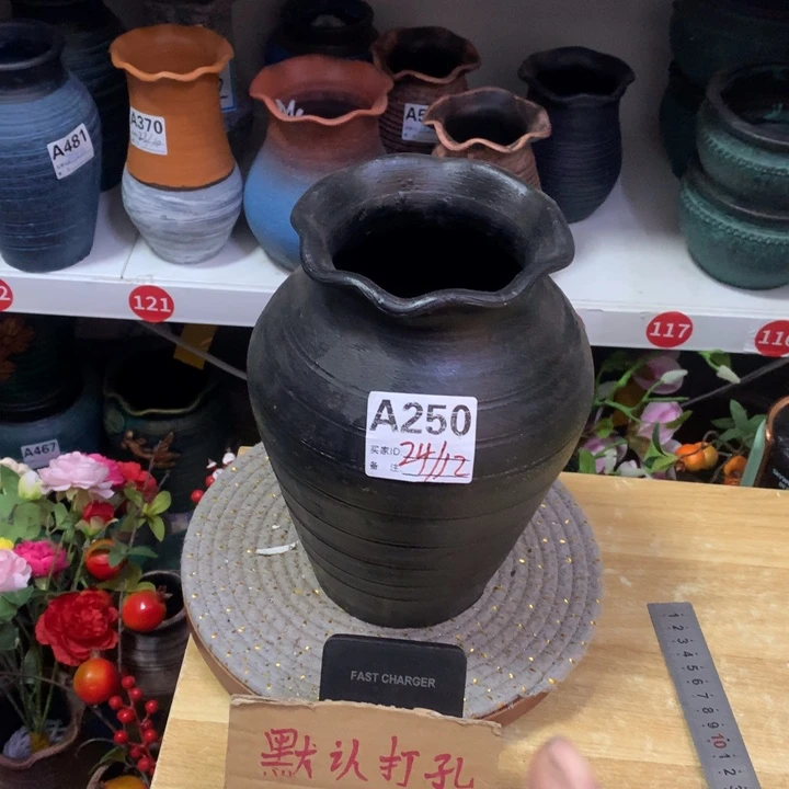 【闪购商品】红陶粗糙盆默认打孔高24口12