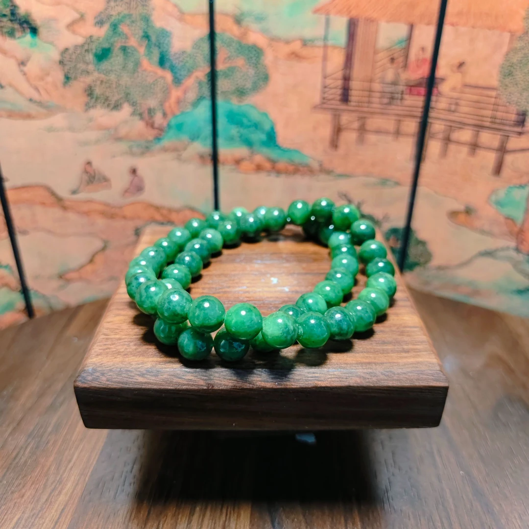 K和田玉碧玉圆珠项链1261