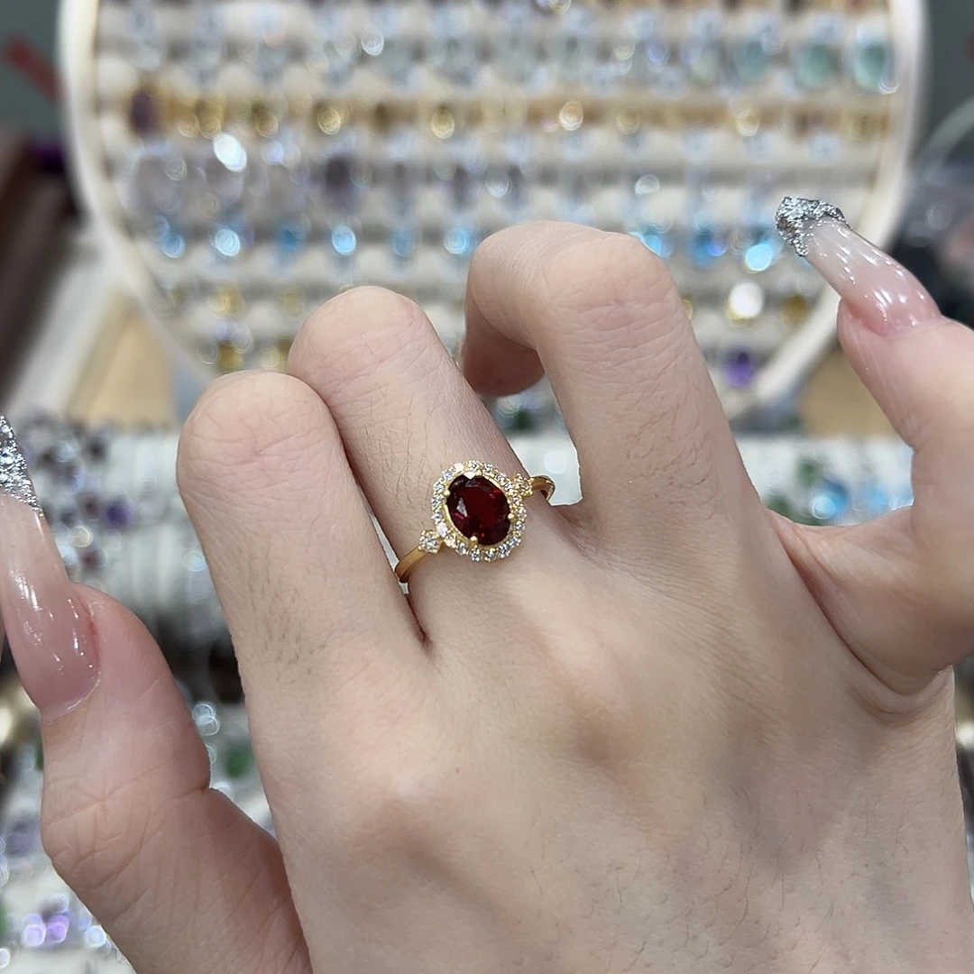 银S925镶嵌戒指石榴石