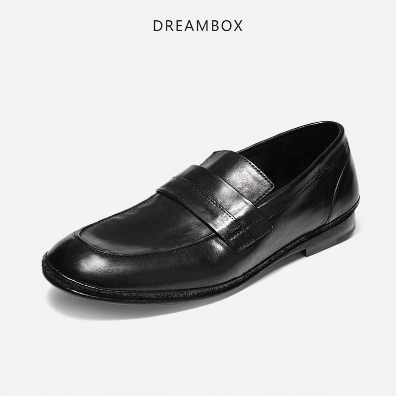 dreambox钧博vibram马皮豆豆鞋男夏季新款轻薄透气一脚蹬乐福鞋