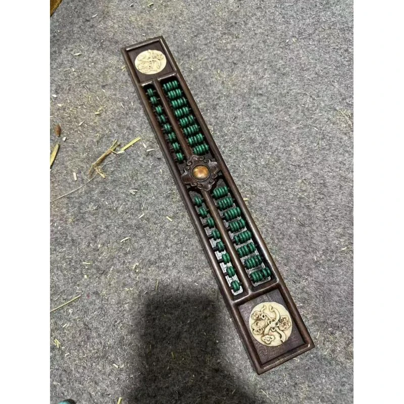 旧藏高端文玩绿珠镇尺算盘38cm