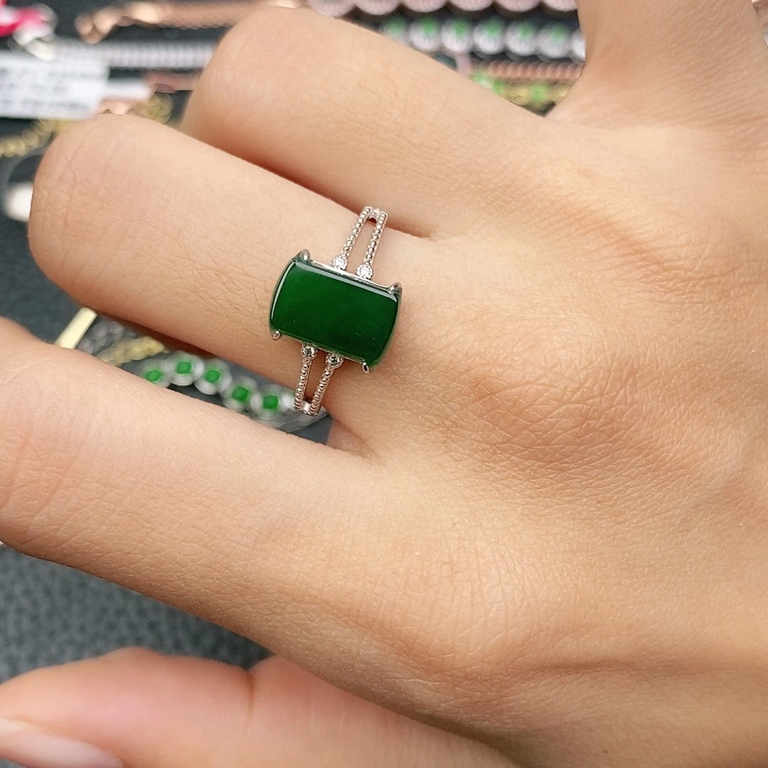 翡翠银S925镶嵌戒指