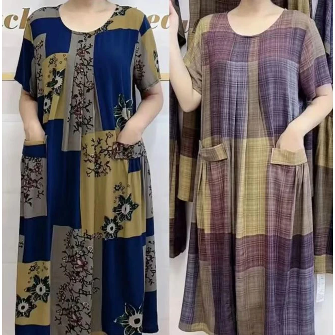 圆领夏季显瘦连衣裙气质设计感百搭裙子夏款妈妈装