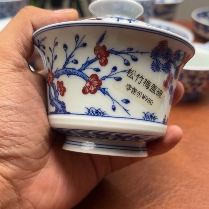 盖碗松竹梅七承堂盖碗景德镇发货