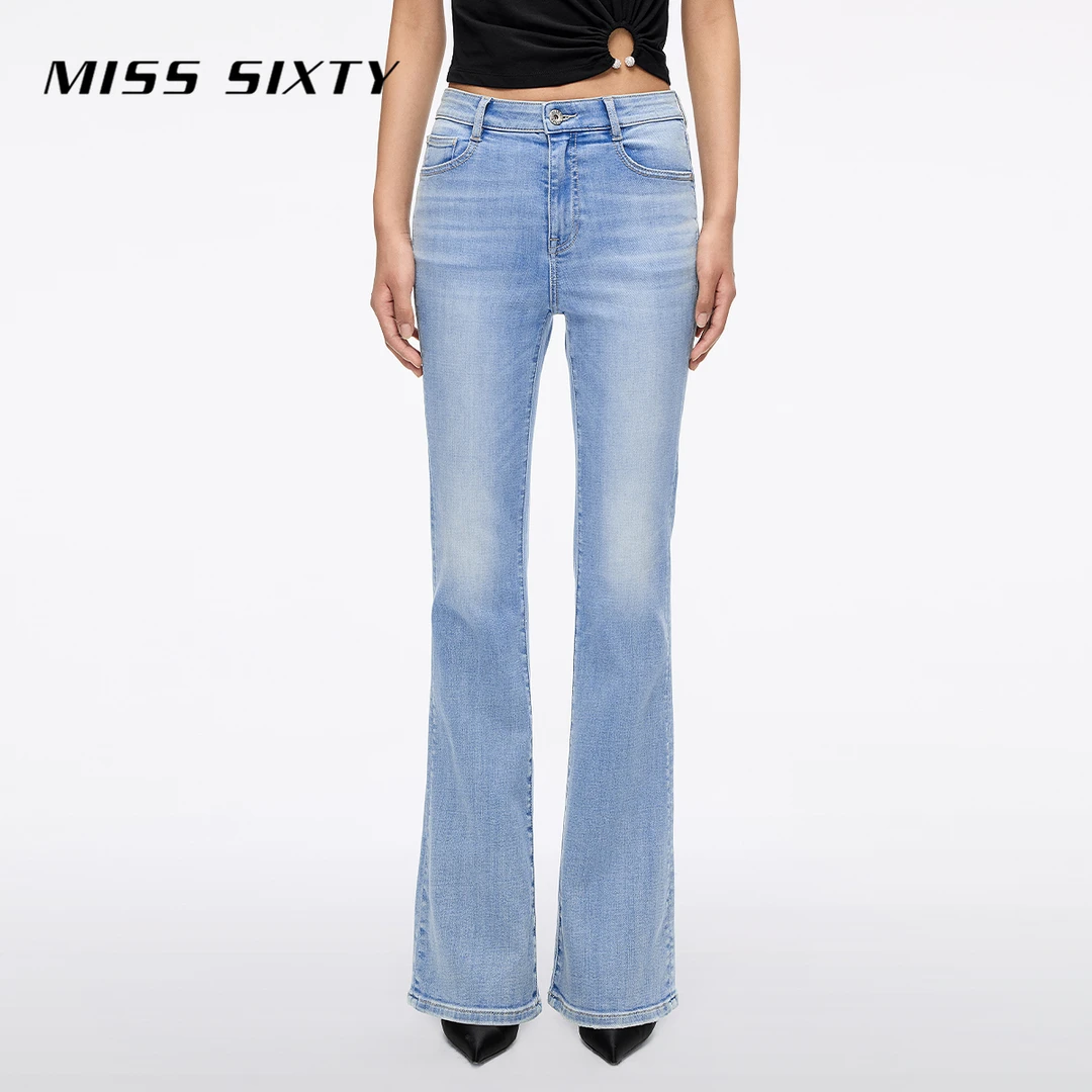 Miss Sixty2025秋季新款含莱赛尔牛仔裤女复古修身弹显瘦微喇叭裤