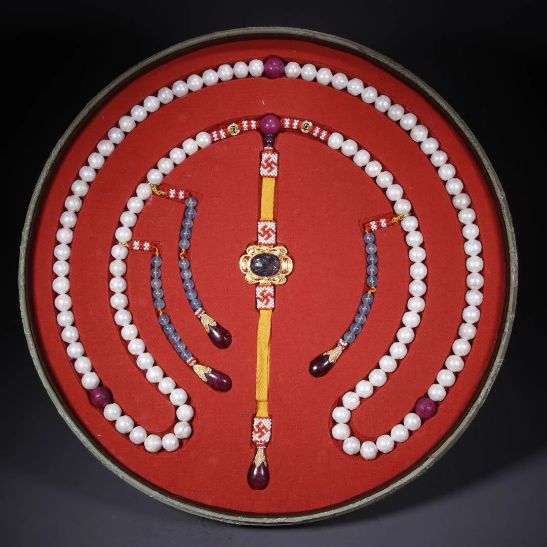 清代东珠珍珠配红宝石108朝珠一套 86860