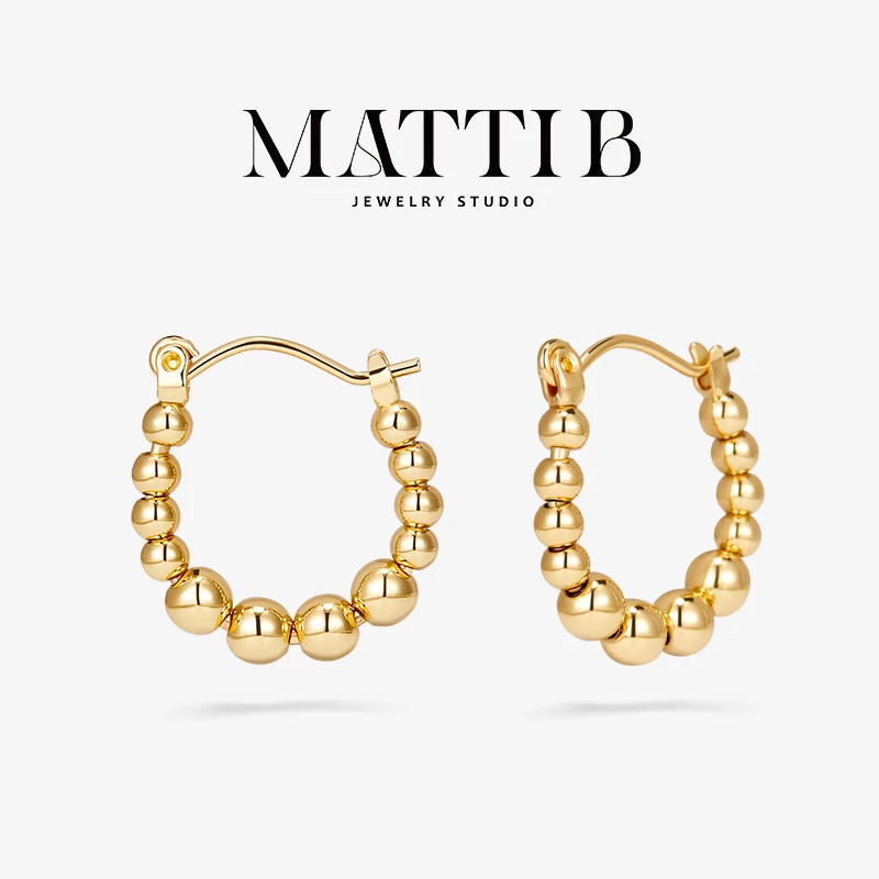 铜合金耳饰 圆珠设计感小众气质高级感新款冷淡风圈圈耳环女1973