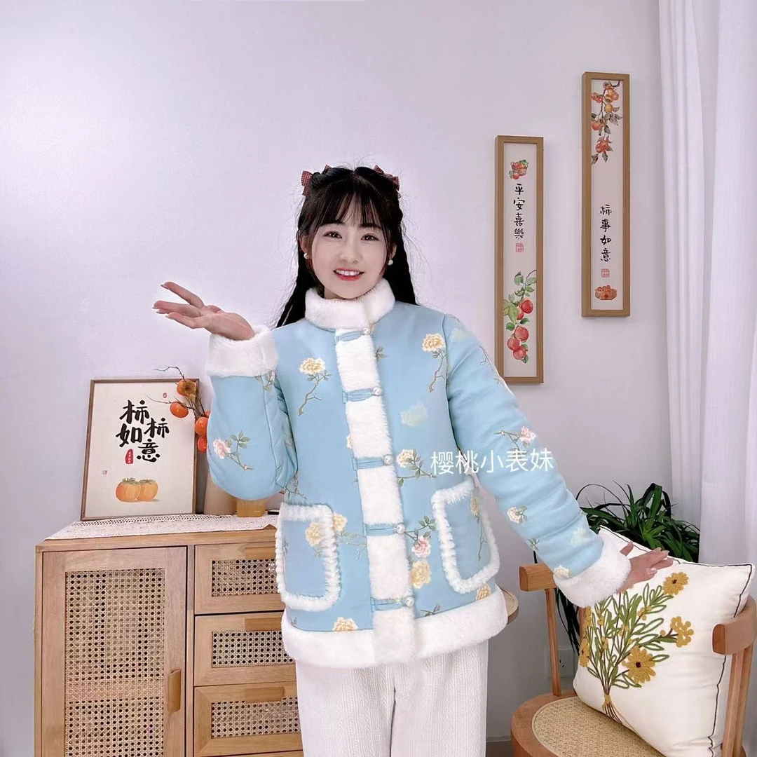 【表妹专属】【清仓】新款加绒加厚时尚盘扣国风民族风棉衣棉服