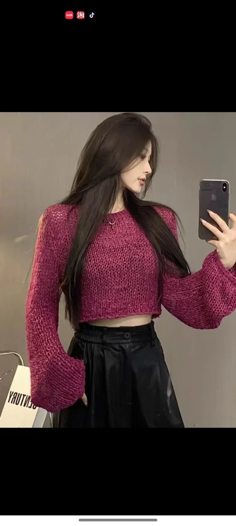 针织开衫网红时尚设计感ins镂空气质短款