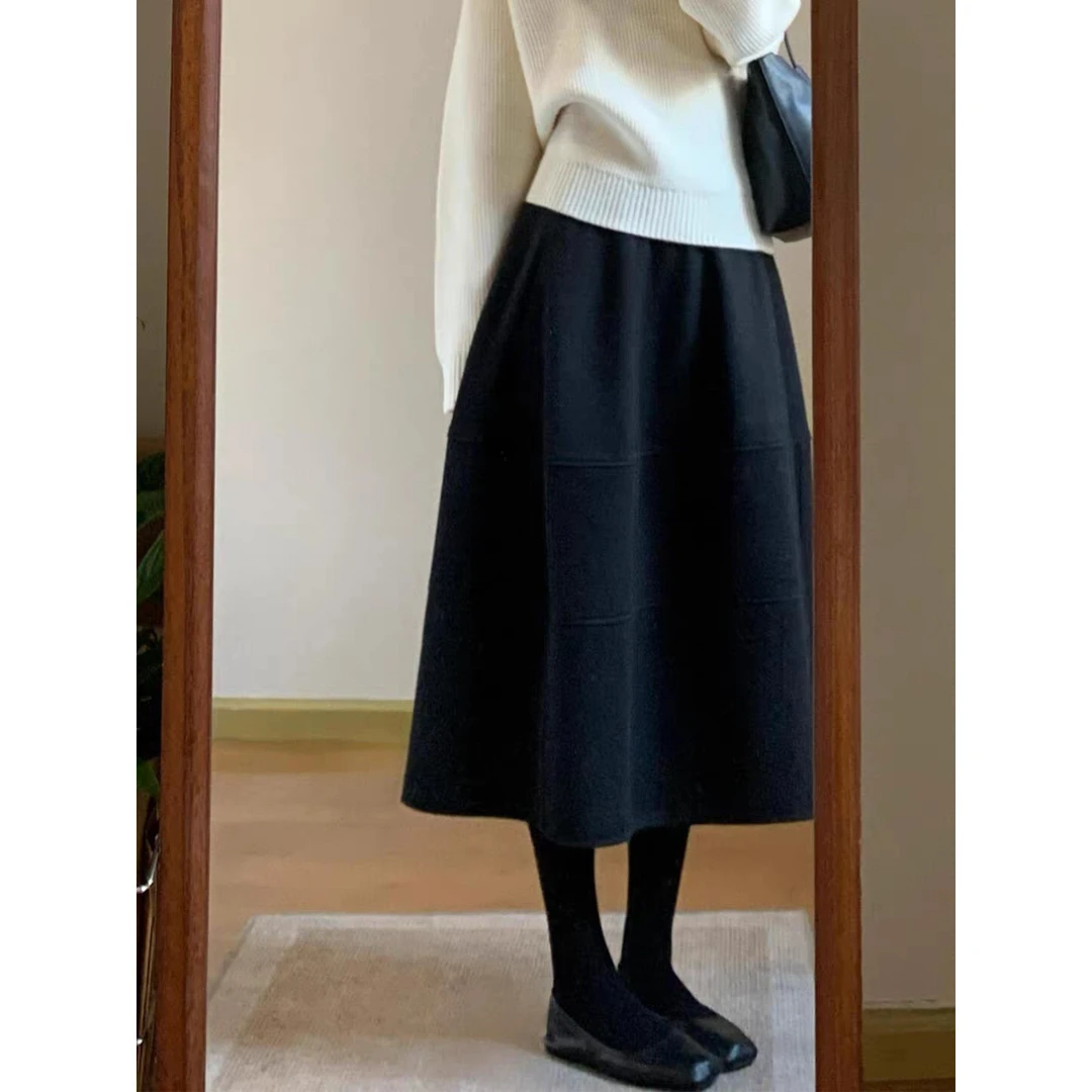 今年初冬流行独特漂亮半身裙女花苞裙小个子甜酷温柔风黑色半裙子