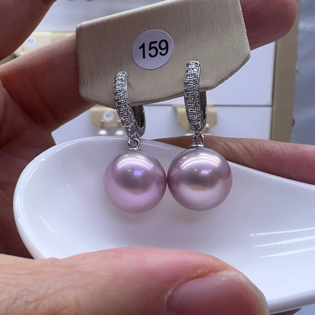 银S925镶嵌淡水珍珠耳饰