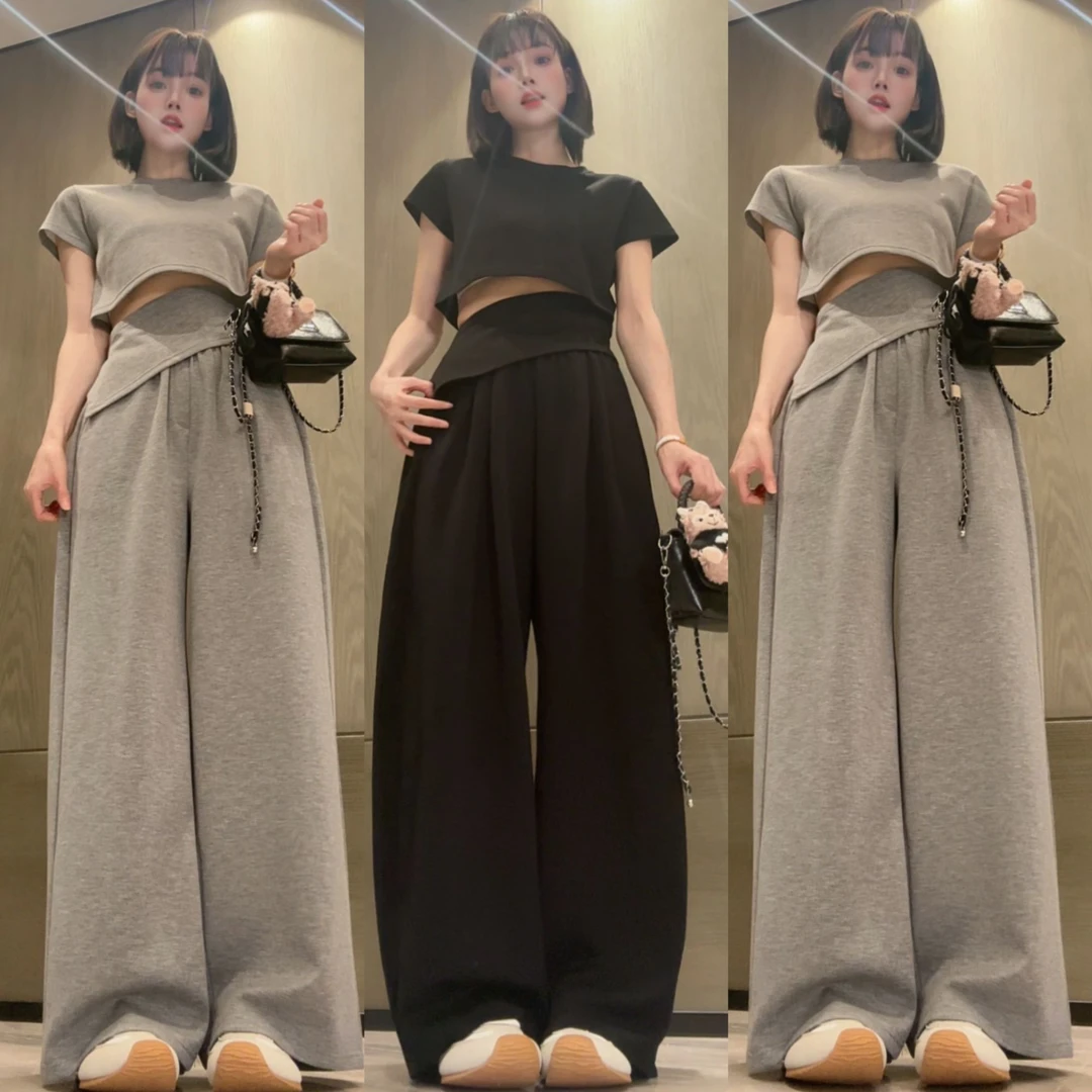 【运费补贴5-8】韩版直筒失序混搭风高腰海妖风气质休闲运动套装