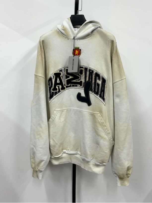 未使用 Balenciaga/巴黎世家 泥染曼联连帽卫衣 全新 1码