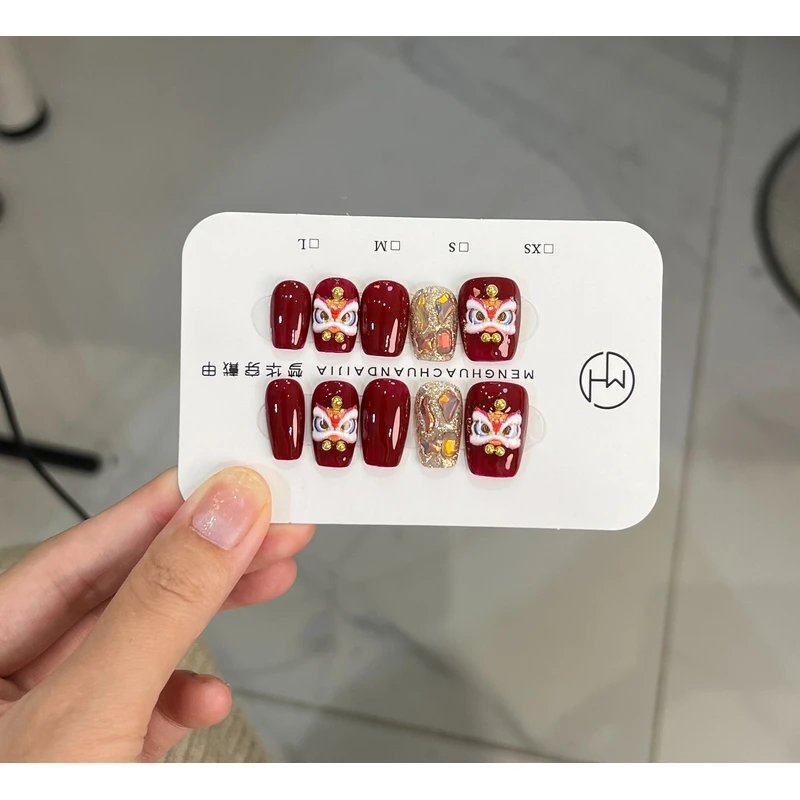 新年醒狮-纯手工美甲 可重复穿戴