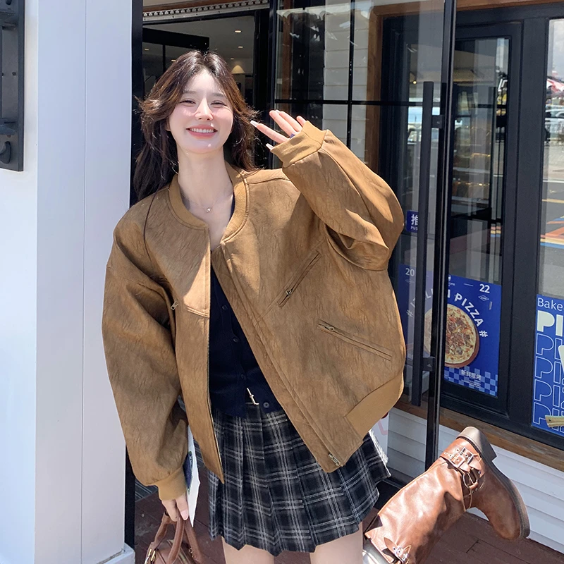 韩版小个子卡其色外套女高级感2025春秋新款时尚休闲减龄夹克上衣