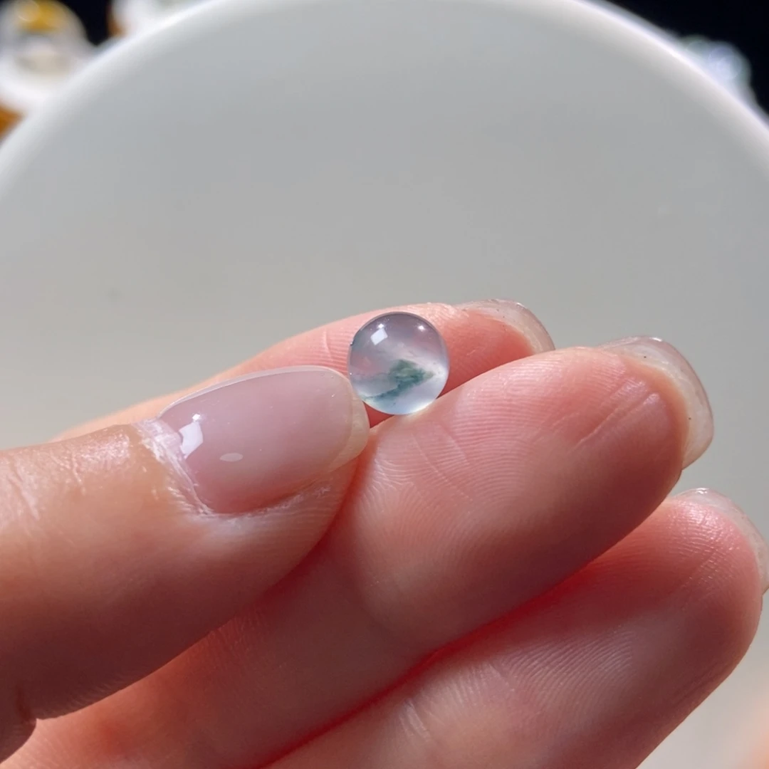 翡翠未镶嵌颈饰高冰飘蓝花7.2mm