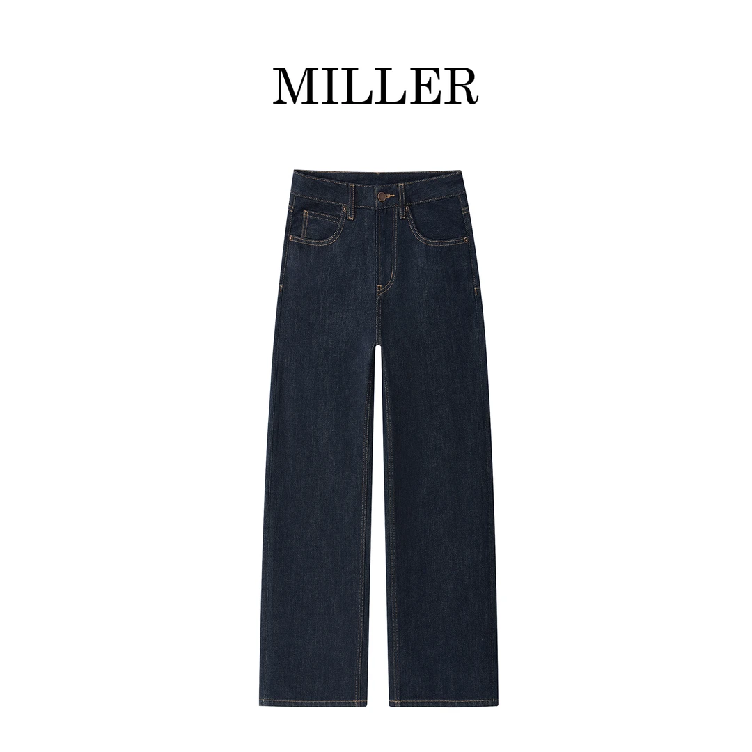 MILLER 【破茧】秋季赤耳丹宁牛仔裤进口面料窄版直筒阔腿裤-3929