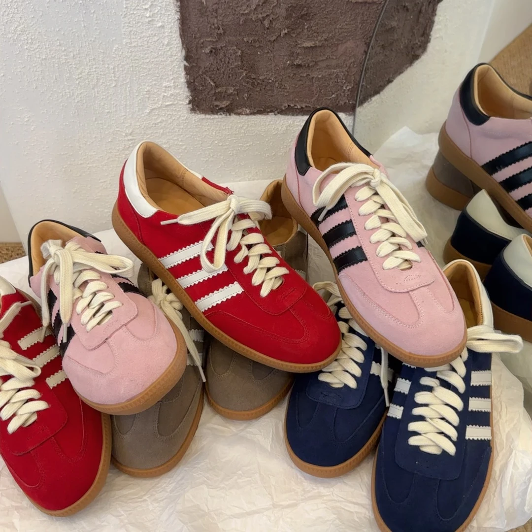 【六呈六】牛皮/2CM/阿甘慢跑运动鞋时尚休闲舒适柔软系带德训鞋女