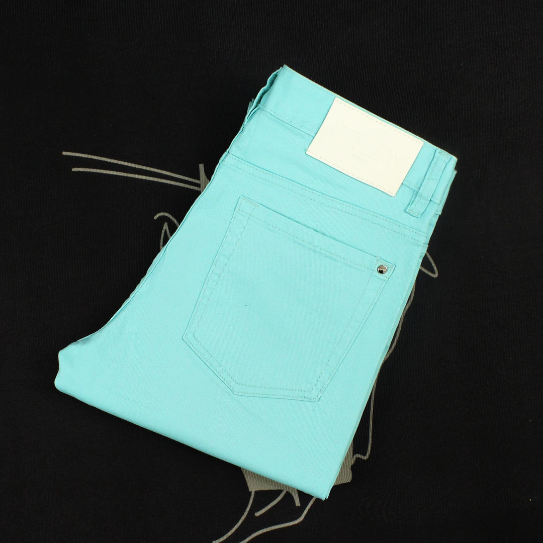 天空蓝牛仔裤男2025新款修身小直脚弹力长裤春夏高奢欧货韩版