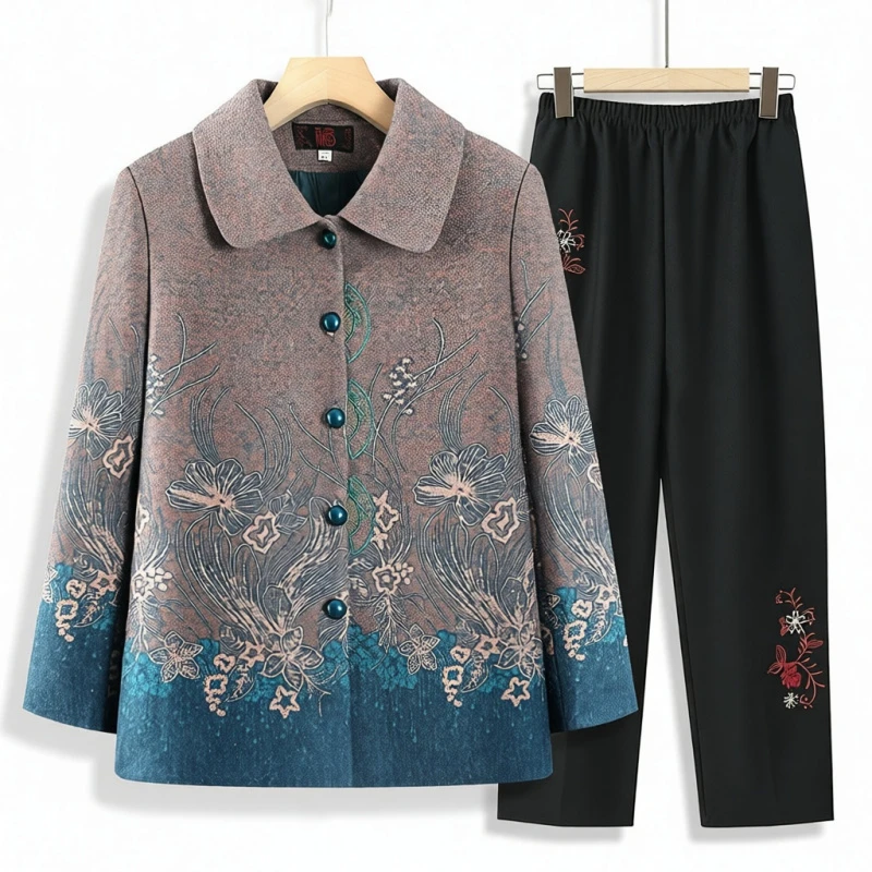 高端潮牌岁妈妈60洋气70中老年人春秋奶奶装女老人上衣春季外轻奢