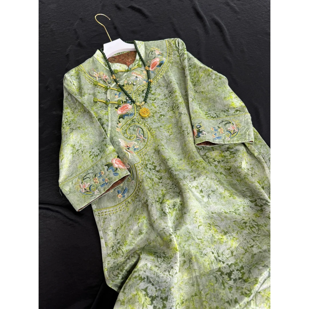 4157-27【青山烟雨】常熟新中式春季新款百搭气质日常连衣裙