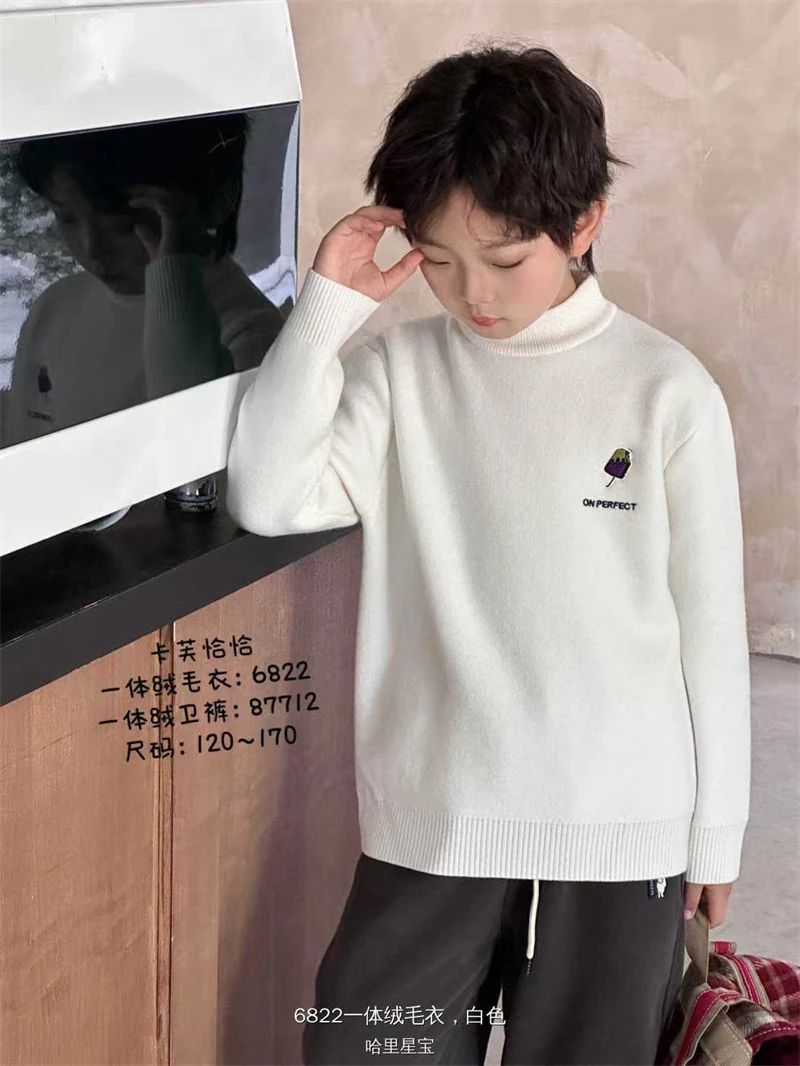 103【恰】大童亲子时尚休闲加绒毛衣-6822