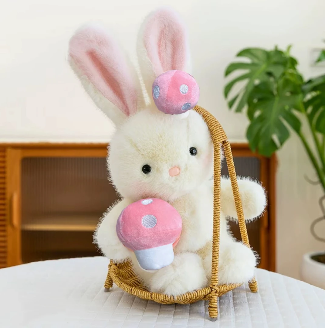 可爱蘑菇兔公仔毛绒玩具小兔子玩偶适合作为生日礼物