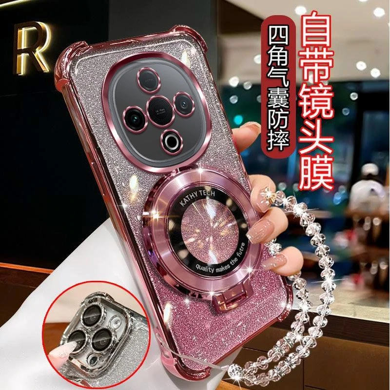 气囊防摔vivoY300手机壳V2435A高质量镜头全包闪粉CD支架轻奢女款