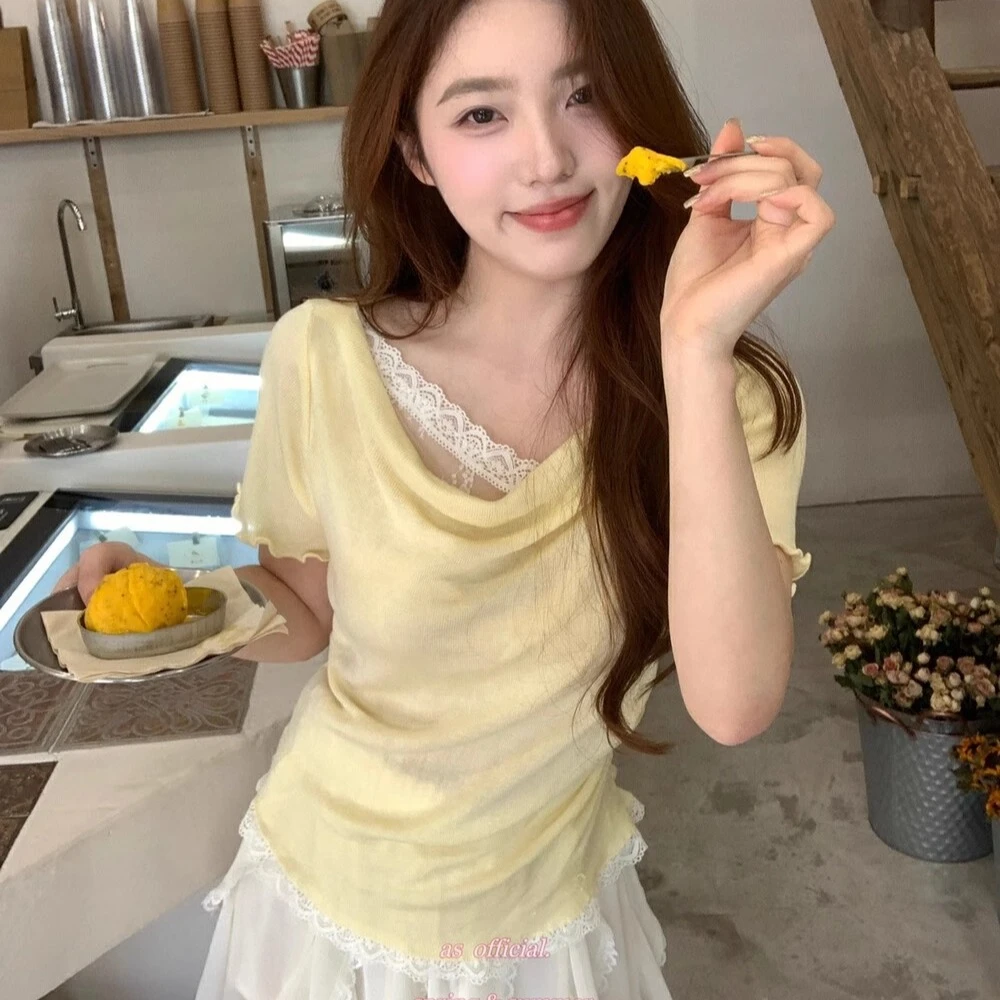 法式蕾丝花边针织女2025夏季温柔气质显瘦别致