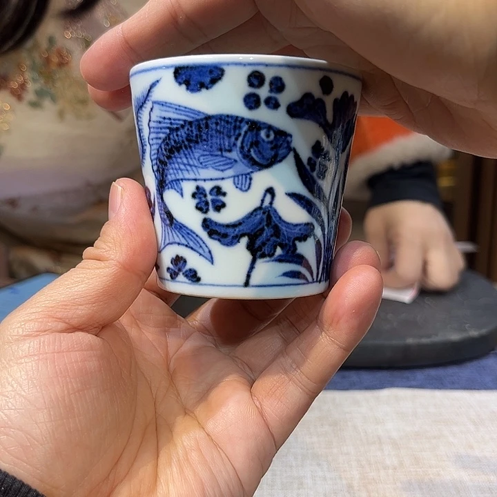 杯子瓷青花鱼藻纹杯