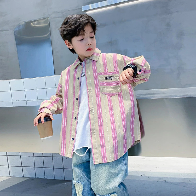 儿童装男童外套春秋款2025新款中大童衣服春季男孩酷帅衬衫春装潮